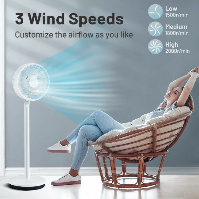 9 Inch Portable Oscillating Pedestal Floor Fan with Adjustable Heights and Speeds - Discount Msrp