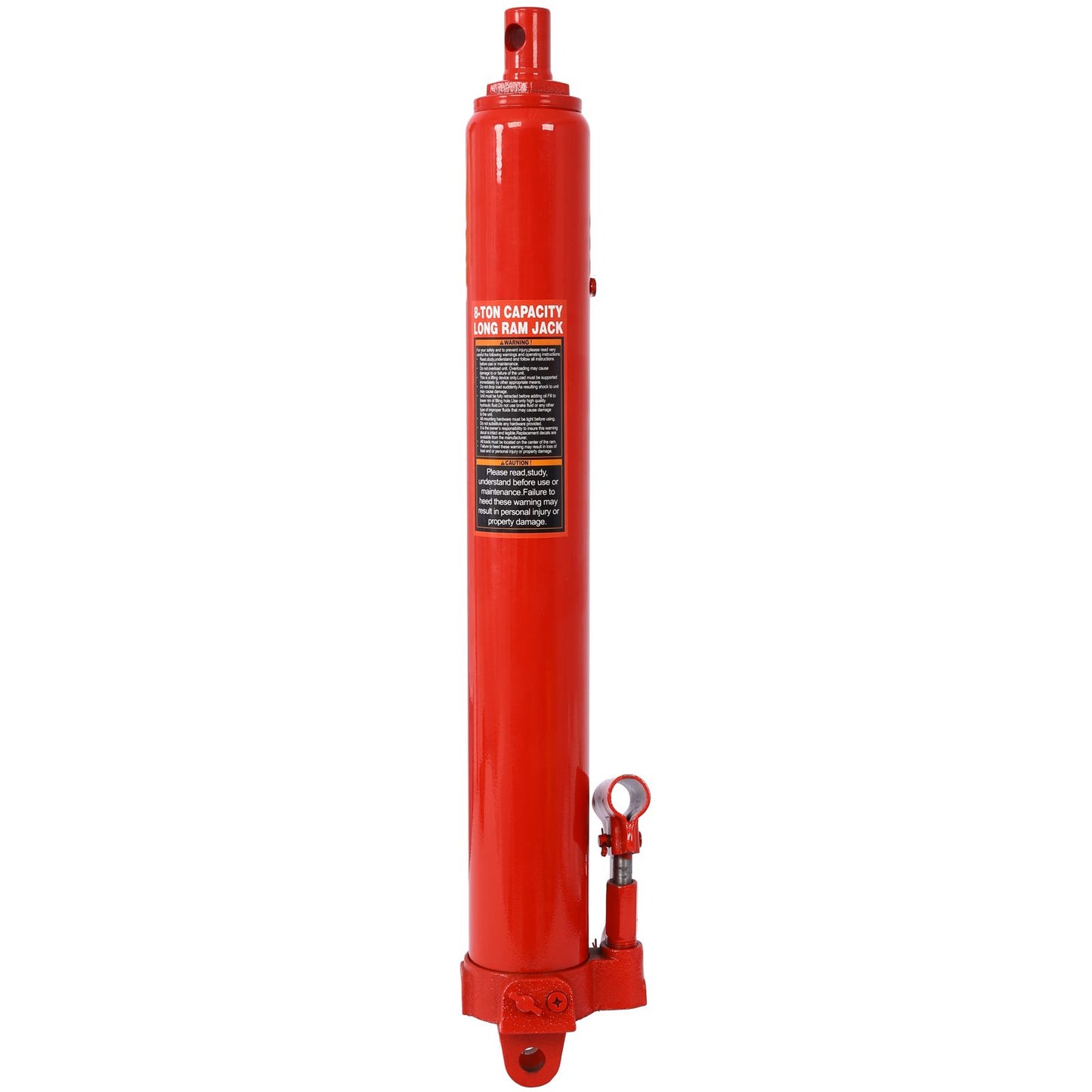 Hydraulic Long Ram Jack with Single Piston Pump and Clevis Base (Fits: Garage/Shop Cranes, Engine Hoists, and More): 8 Ton (16,000 lb) Capacity, Red - Discount Msrp