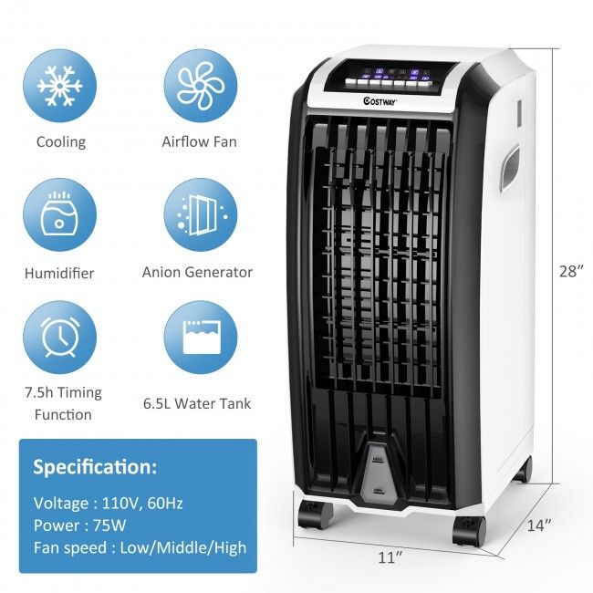 Evaporative Portable Air Cooler with 3 Wind Modes and Timer for Home Office - Discount Msrp