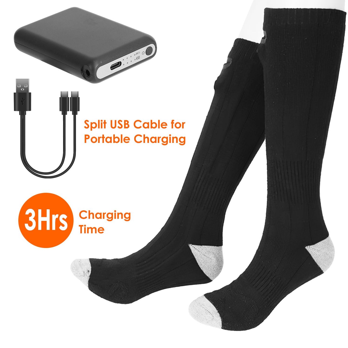 Electric Heated Socks for Men Women Battery Powered Heated Socks Rechargeable Feet Warmer with 4 Temperature Levels Indoor Outdoor Machine Washable - Discount Msrp