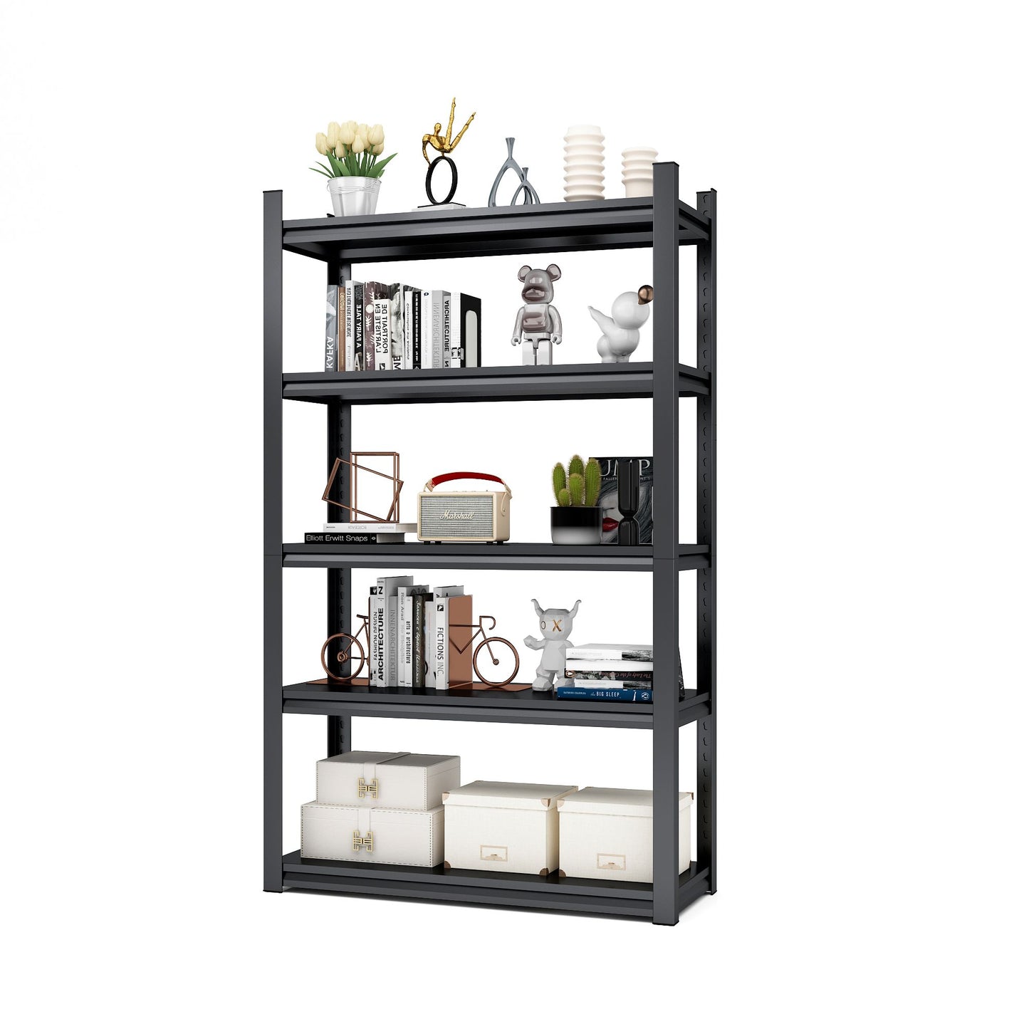 78"H 5 Tier Metal Shelves for Storage Garage Shelving 2000LBS Heavy Duty Storage Shelves Adjustable Garage Shelf Industrial Shelving Unit Storage Utility Rack,47.2"W*18"D*78"H,Black - Discount Msrp