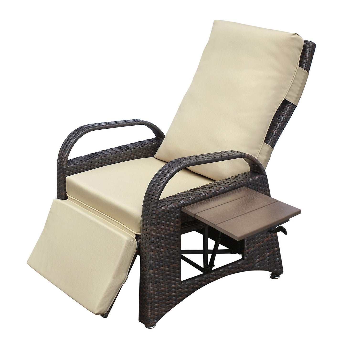 Outdoor Adjustable Wicker Recliner with Flip Table - Discount Msrp