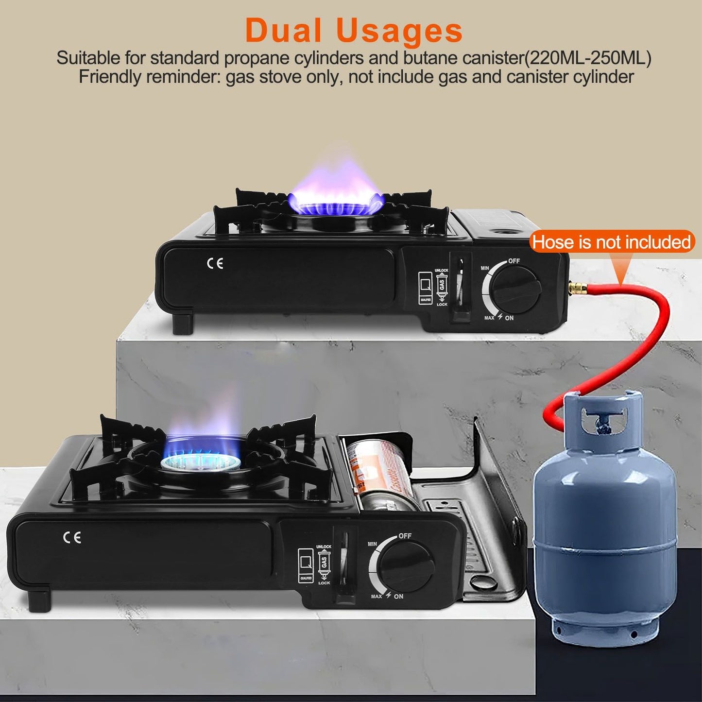 3300W Portable Camping Stove Butane Canister Dual Fuel Burner Piezo Electric Ignition Single Burner with Automatic Tank Ejection Overpressure Cut Off Carry Case for Camping Hiking Picnic Fishing - Discount Msrp