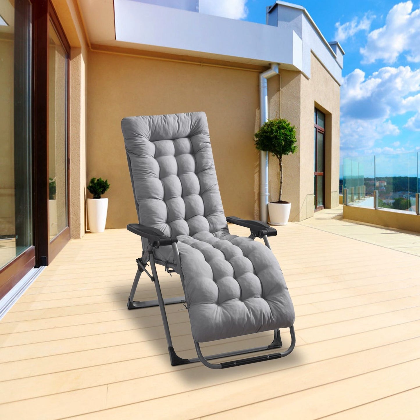 67x22in Chaise Lounger Cushion Recliner Rocking Chair Sofa Mat Deck Chair Cushion - Discount Msrp