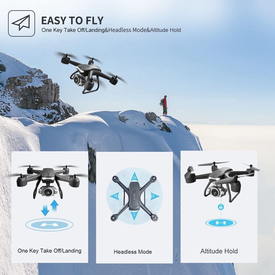 4DRC V14 RC Drone WIFI FPV 4K HD Wide Angle Dual Camera Quadcopter Portable With Bag ,2 Batteries Drone For Beginner,Headless Mode,Gesture Photo - Discount Msrp