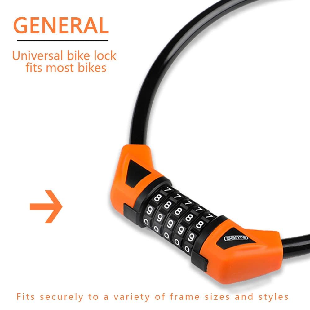 5-digit Combination Lock Bicycle Lock Cable, Anti-theft Bicycle Chain, 5-digit Security Reset Bicycle Password Combination Lock Without Mounting Bracket (black) - Discount Msrp