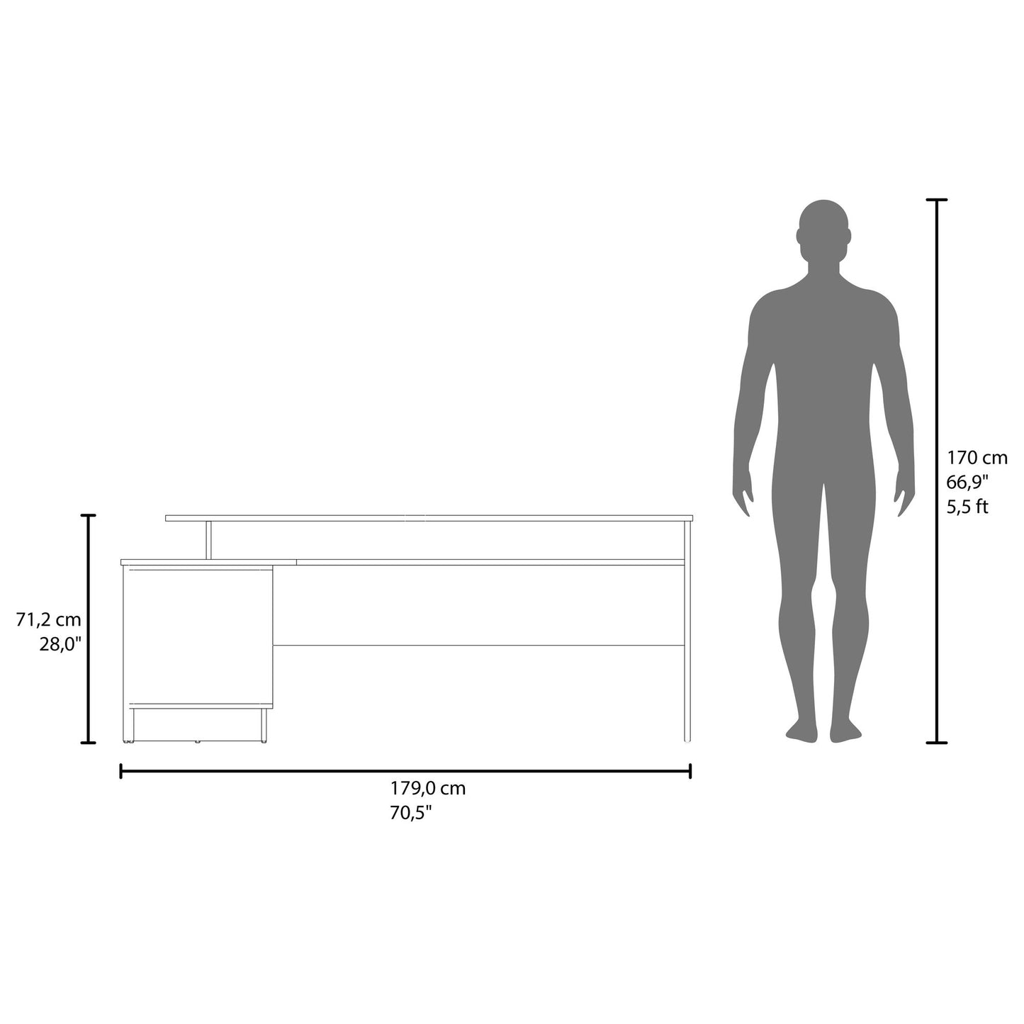 Weir L-Shaped Desk in Melamine, White - Discount Msrp