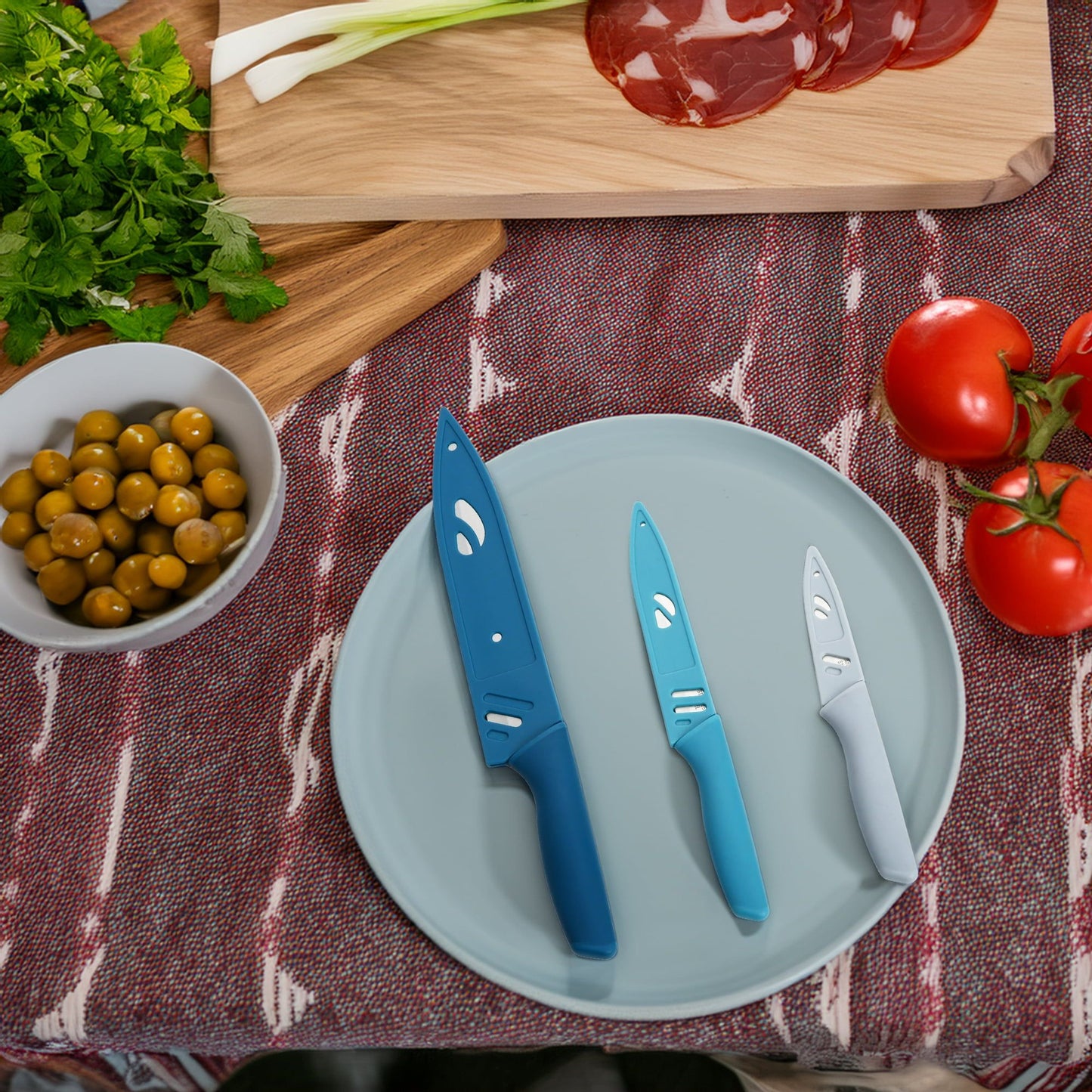 Mainstays 3-Piece Stainless Steel Knife Set – Color Blades with Ergonomic Soft Grip Handles - Discount Msrp