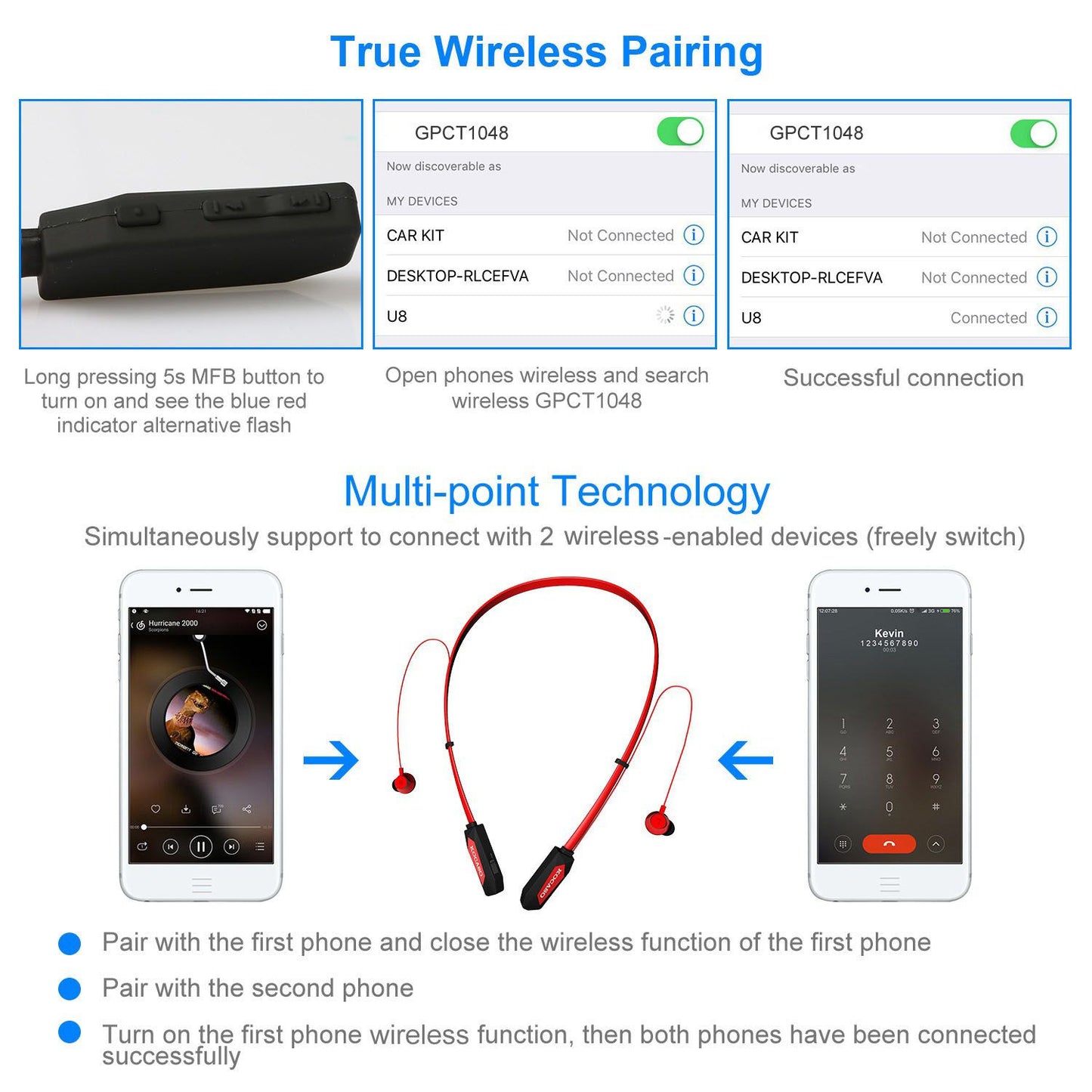Wireless Neckband Headphones V4.2 Sweat-proof Sport Headsets Earbuds In-Ear Magnetic Neckbands Stereo Earphone - Discount Msrp