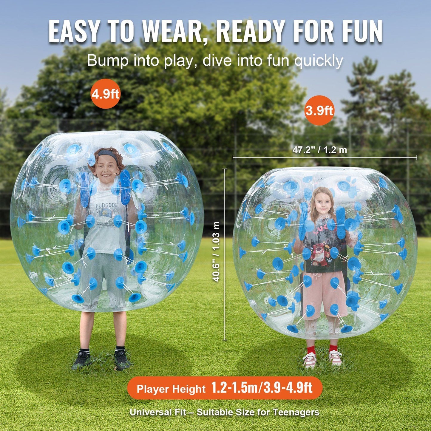 VEVOR Inflatable Bumper Ball 1-Pack, 4FT/1.2M Body Sumo Zorb Balls for Teen, 0.8mm Thick PVC Human Hamster Bubble Balls for Outdoor Team Gaming Play, Bumper Bopper Toys for Garden, Yard, Park - Discount Msrp