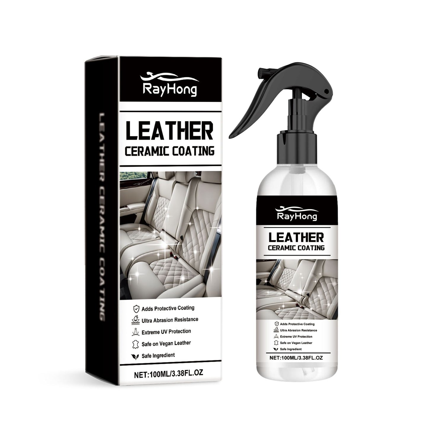 Rayhong Automotive Leather Ceramic Coating Spray, Leather Refurbishment Decontamination Brightening Maintenance Cleaning And Polishing Spray - Discount Msrp