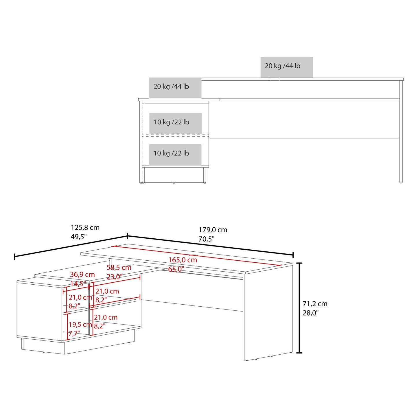 Weir L-Shaped Desk in Melamine, White - Discount Msrp