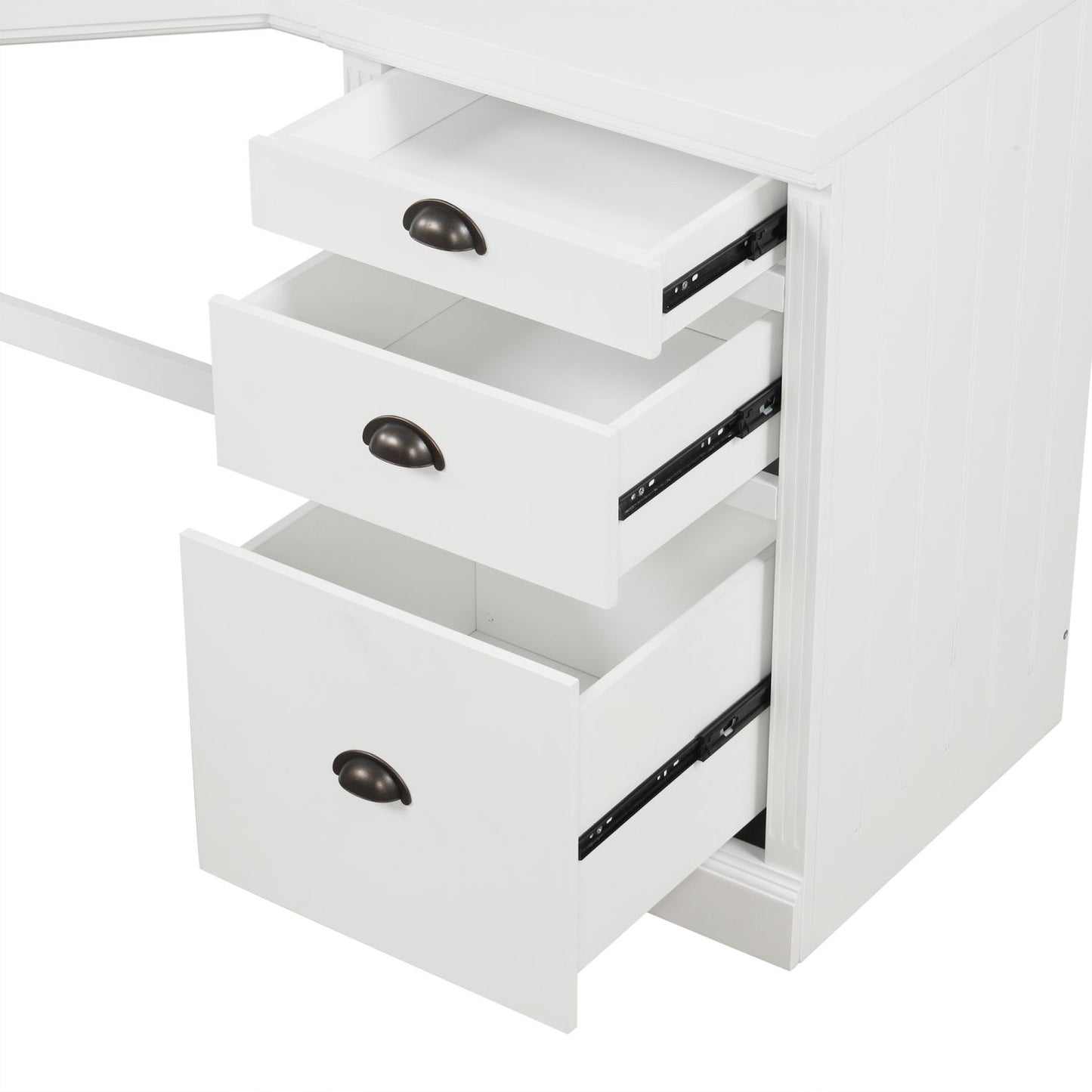 57.68" Modern L Shaped Executive Desk with 2 Storage Cabinets and 3 Drawers,Corner Writing Desk,Office Desk Furniture,Computer Desks with Depth Workstation for Home Office,Living room,White - Discount Msrp