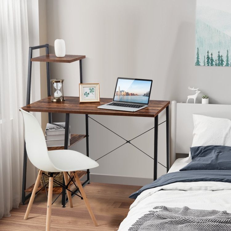 Compact Computer Desk Workstation with 4 Tier Shelves for Home and Office - Discount Msrp