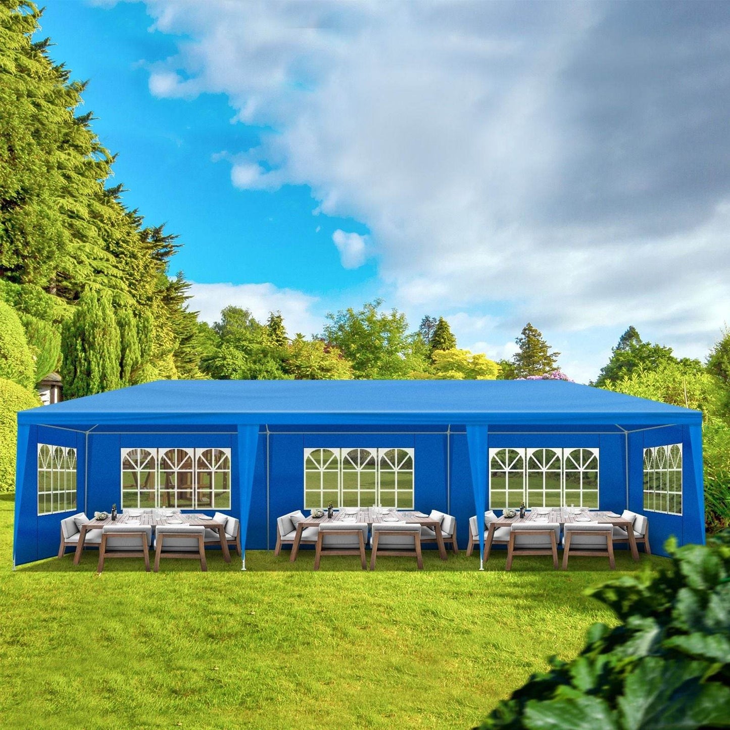 1 Set of 10'x30' Party Tent Canopy for Outdoor Weddings, Heavy-Duty Waterproof Event Shelter with Removable Sidewalls, Ideal for Parties, Booths, and Gatherings. - Discount Msrp