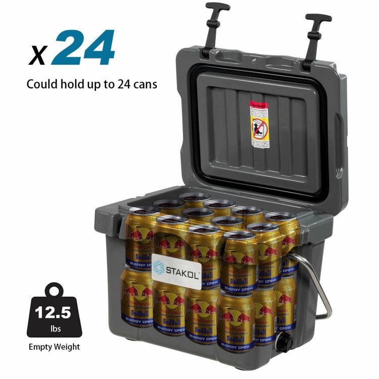 16 Quart 24-Can Capacity Portable Insulated Ice Cooler with 2 Cup Holders - Discount Msrp
