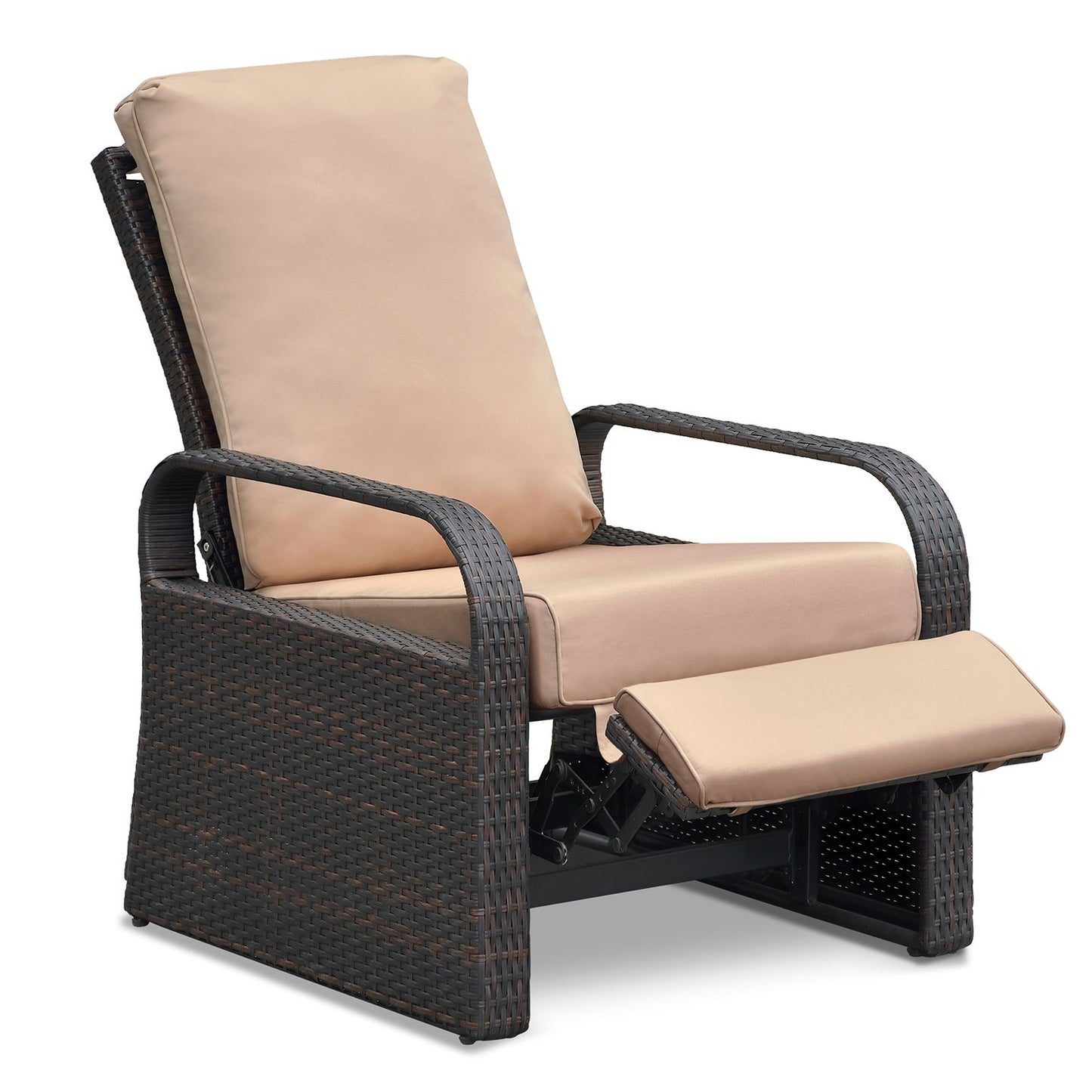 Outdoor Recliner Chair; Automatic Adjustable Wicker Lounge Recliner Chair with 5.12'' Thicken Cushion - Discount Msrp