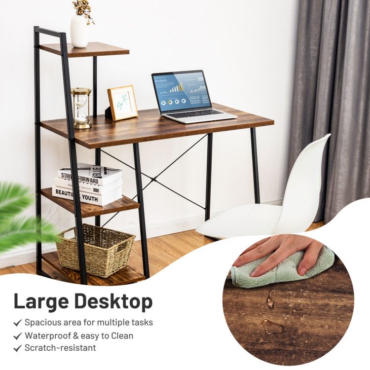 Compact Computer Desk Workstation with 4 Tier Shelves for Home and Office - Discount Msrp