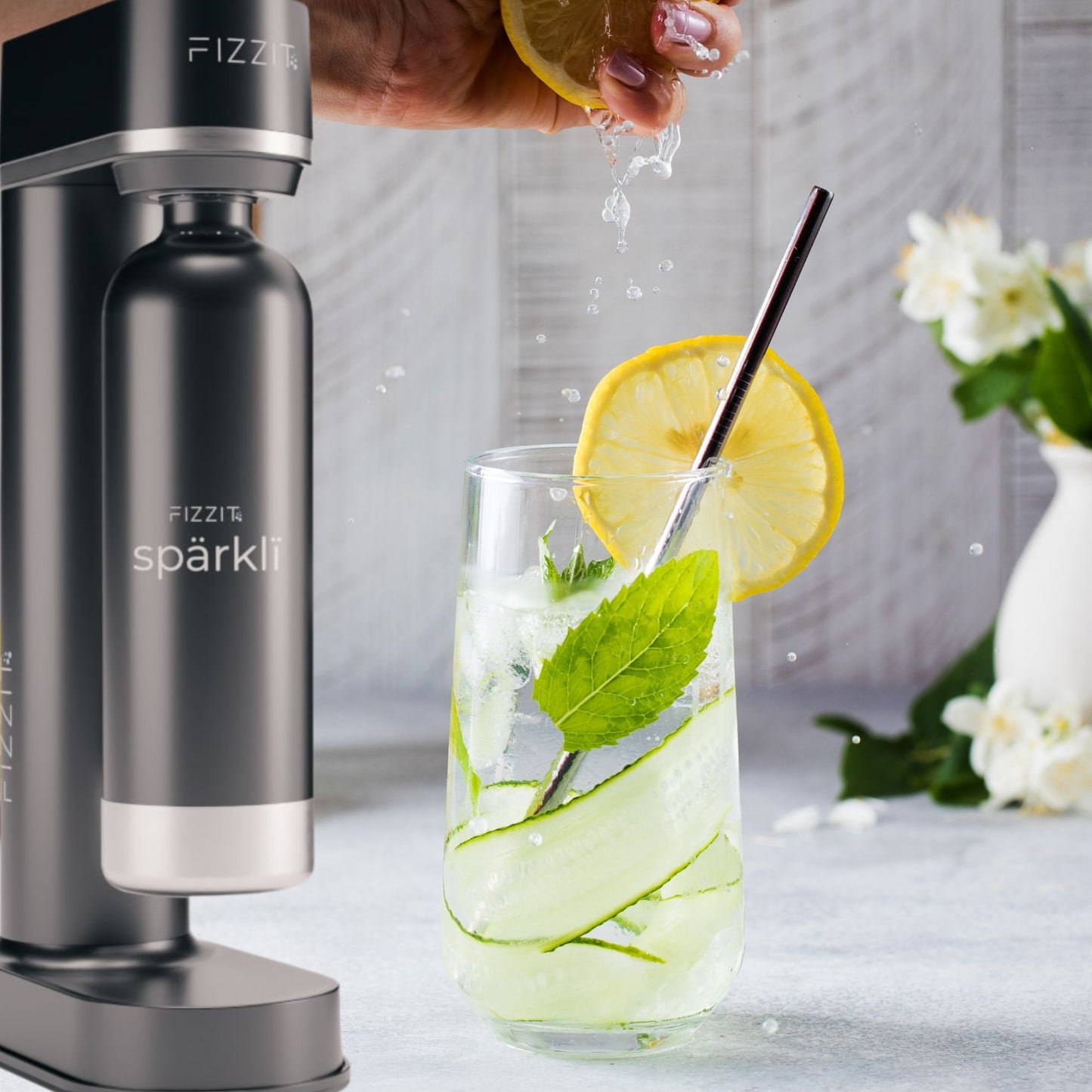 FIZZIT™ Spärklï Carbonated Water Soda Maker with Stainless Steel Bottle – Eco-Friendly, Dishwasher Bottles - Sparkling Water Maker - Discount Msrp