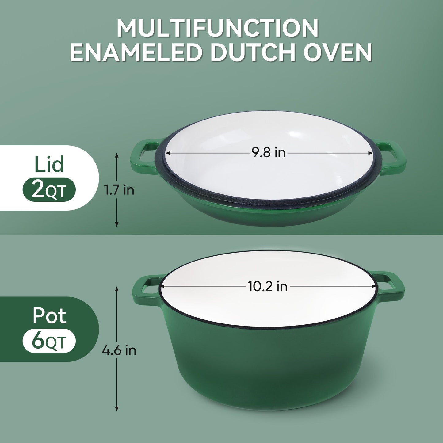 Enameled Cast Iron Dutch Oven with Serving Lid + ENCLOSED THERMAL CIRCLE Design - Discount Msrp