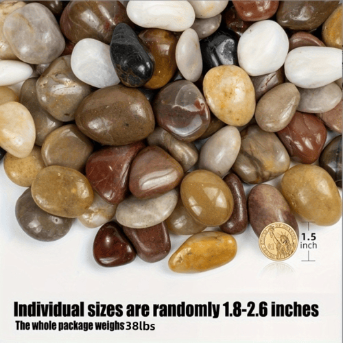 38lbs Decorative Garden Stone Outdoor Landscaping, Walkways, Yard, 1-3 inch Large Polished River Rocks for Plants Pots, Vases, Crafts - Discount Msrp