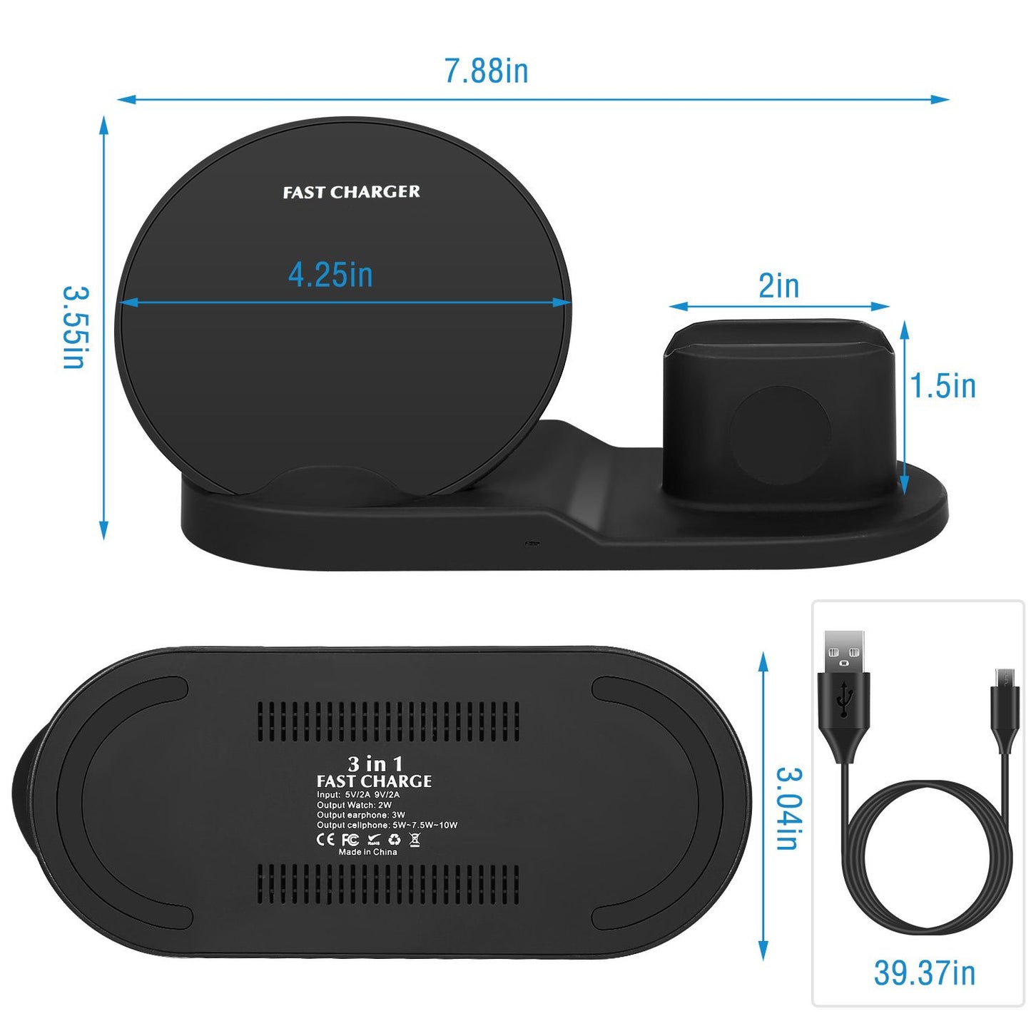 Wireless Charger 10W Fast Charging Station For iPhone Apple iWatch Series 5/4/3/2/1 AirPods - Discount Msrp