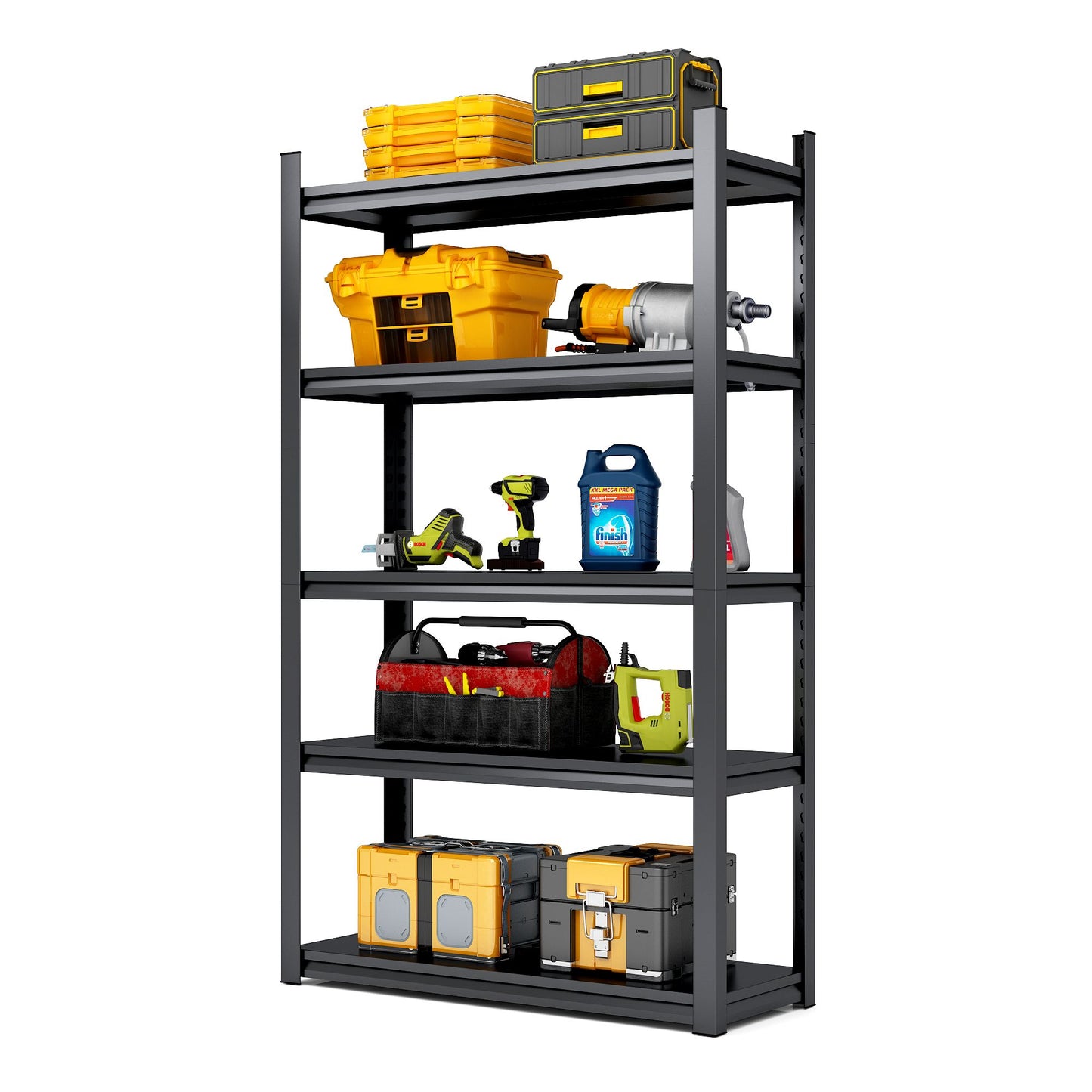 78"H 5 Tier Metal Shelves for Storage Garage Shelving 2000LBS Heavy Duty Storage Shelves Adjustable Garage Shelf Industrial Shelving Unit Storage Utility Rack,47.2"W*18"D*78"H,Black - Discount Msrp