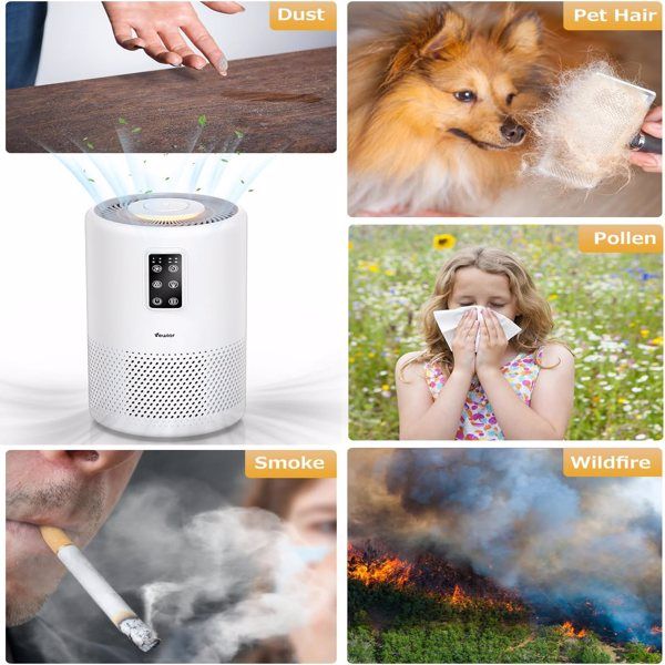 Home large room air purifier with lighting up to 1076ft², VEWIOR H13 True HEPA Air Purifier with Scented Sponge, Sleep Mode, Timer for Wildfire Smoke Pet Dust Pollen Odors (Banned by Amazon) - Discount Msrp