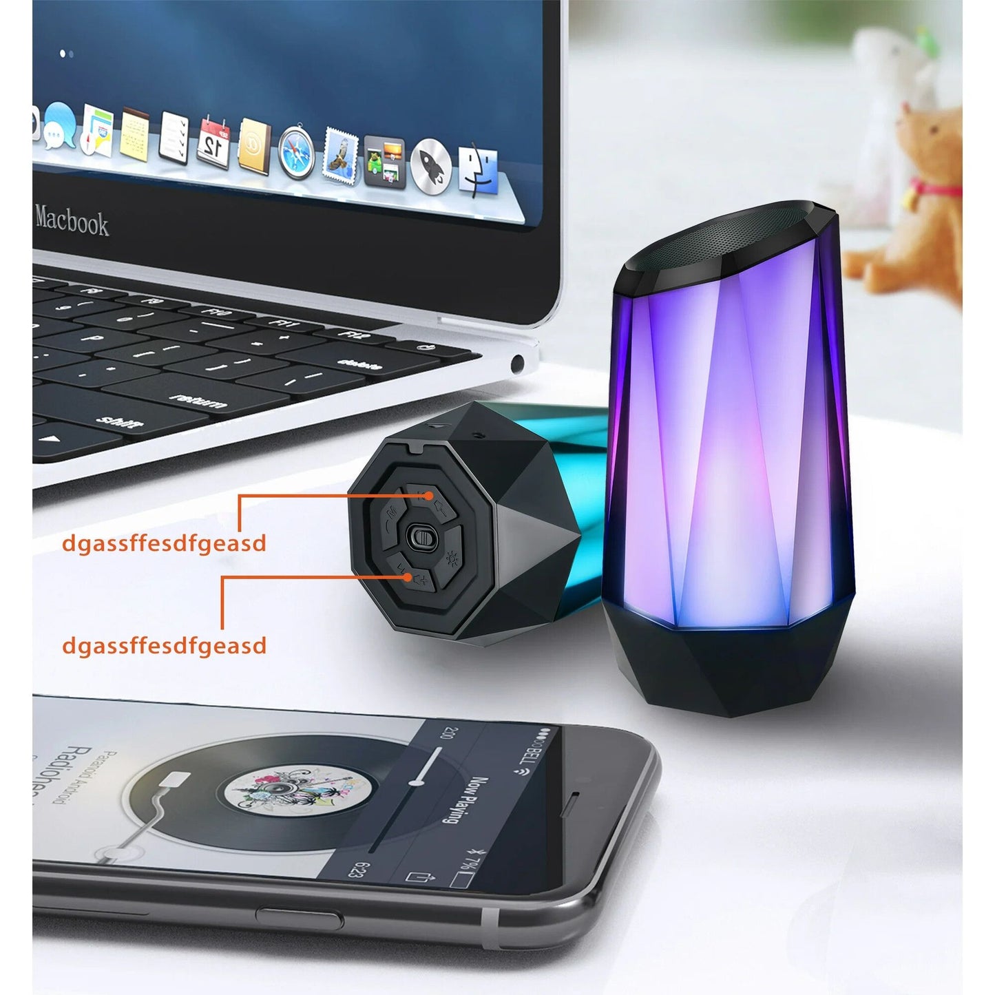 7-in Portable Wireless Bluetooth Speaker RGB LED Lights Loud Powerful Sound, CF012, Black - Discount Msrp