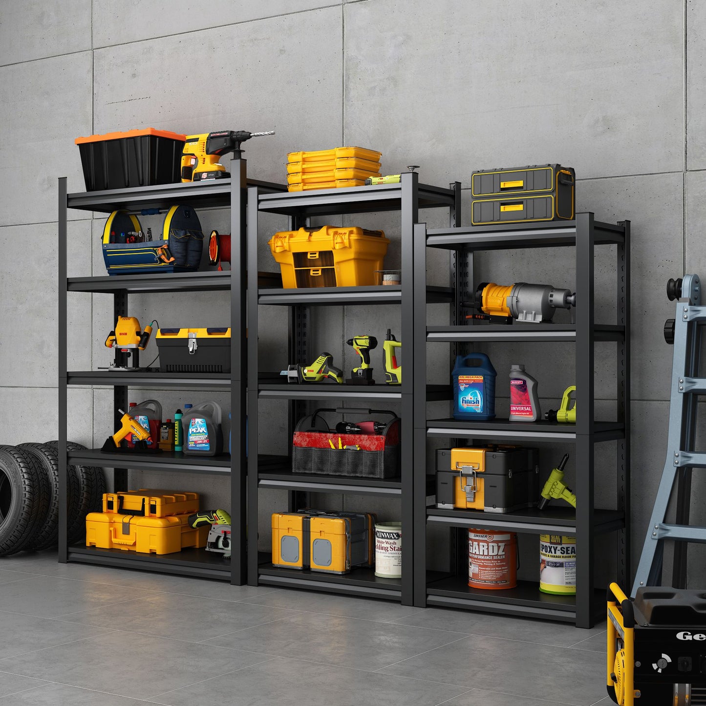 78"H 5 Tier Metal Shelves for Storage Garage Shelving 2000LBS Heavy Duty Storage Shelves Adjustable Garage Shelf Industrial Shelving Unit Storage Utility Rack,47.2"W*18"D*78"H,Black - Discount Msrp