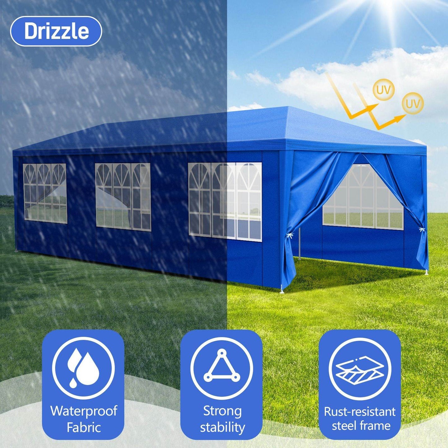 1 Set of 10'x30' Party Tent Canopy for Outdoor Weddings, Heavy-Duty Waterproof Event Shelter with Removable Sidewalls, Ideal for Parties, Booths, and Gatherings. - Discount Msrp
