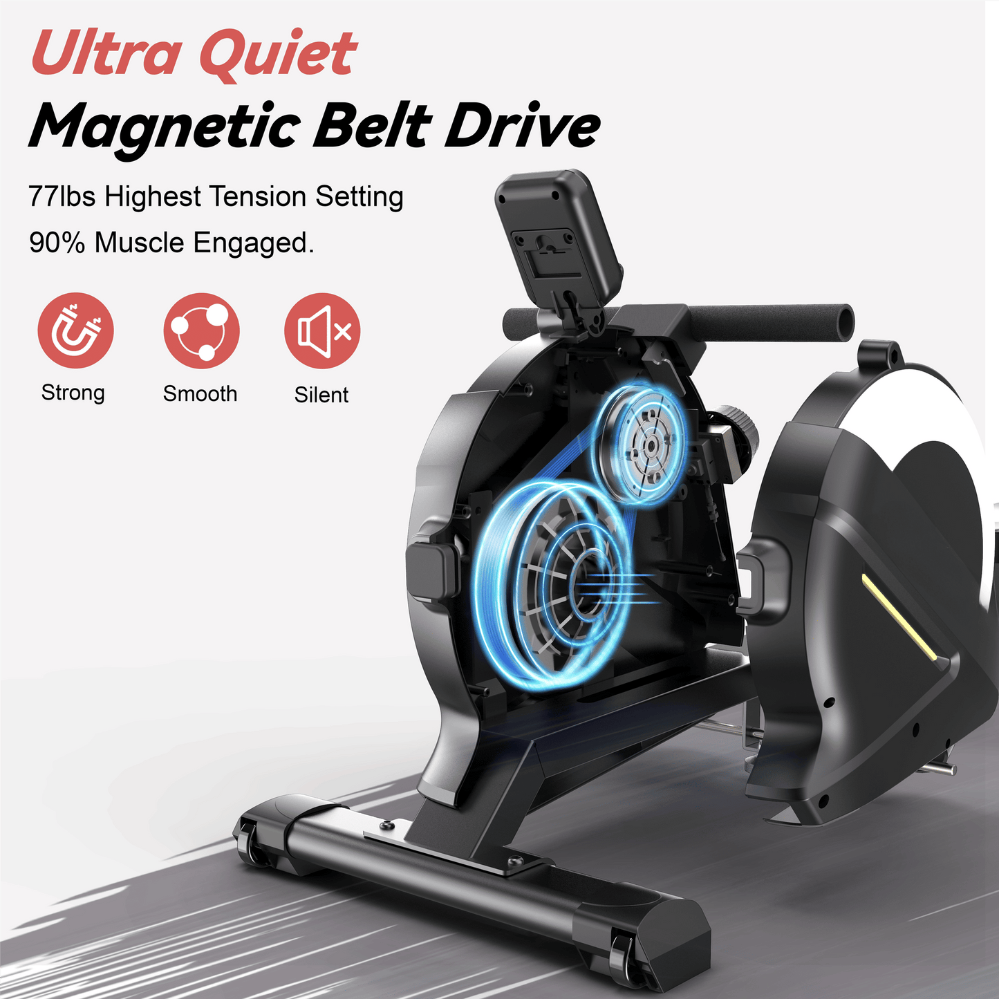 Rowing Machines for Home, Magnetic Rowing Machine with 77lbs High Resistance Rowing Machine,16 Levels of Quiet Resistance,Rower Machine for Home Row Machine,App Compatible,LCD Monitor - Discount Msrp