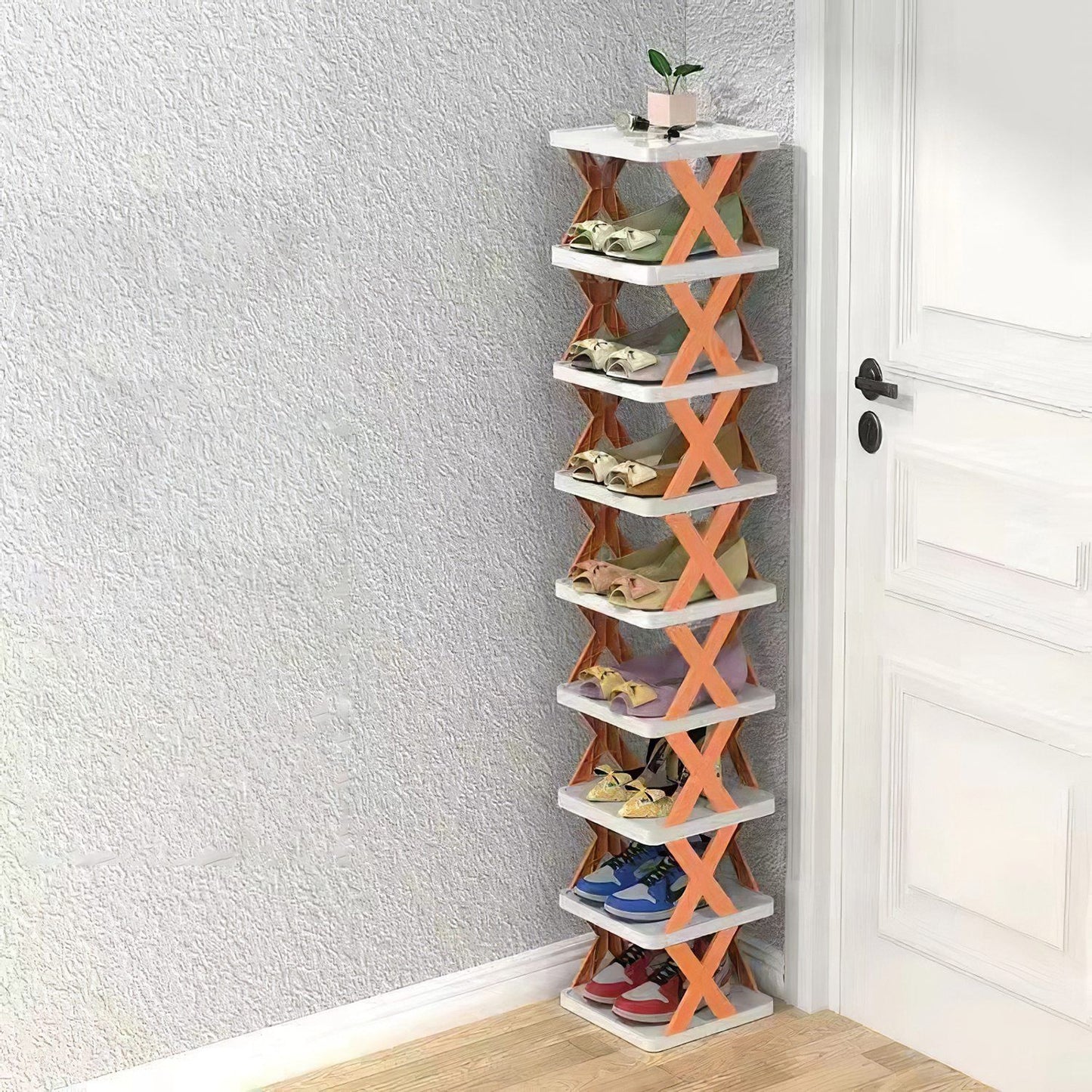9Tier Narrow Entryway Shoe Rack Plastic Vertical Shoe Organizer Space Saving Free Standing Shoes Storage Shelf Closet Hallway - Discount Msrp
