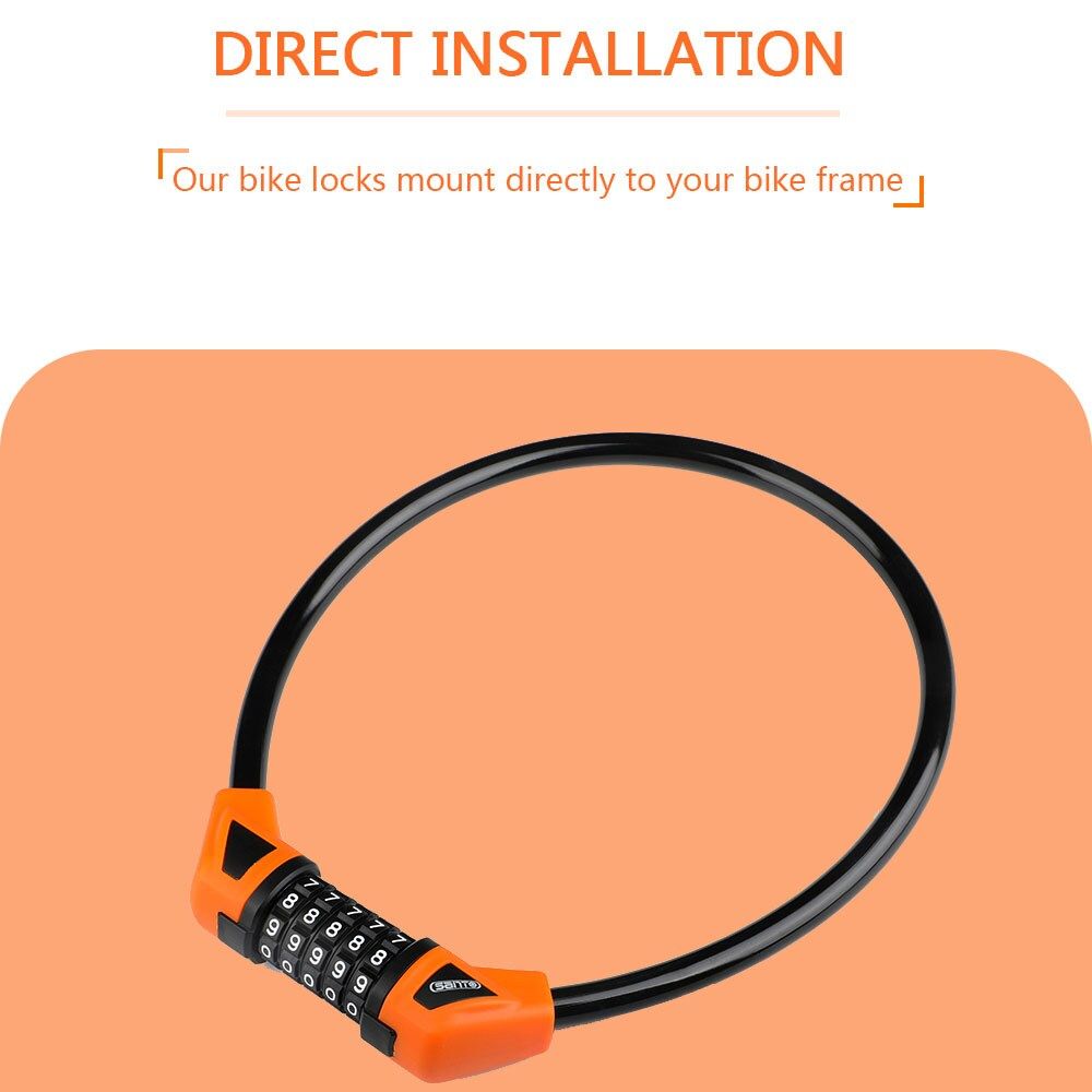 5-digit Combination Lock Bicycle Lock Cable, Anti-theft Bicycle Chain, 5-digit Security Reset Bicycle Password Combination Lock Without Mounting Bracket (black) - Discount Msrp