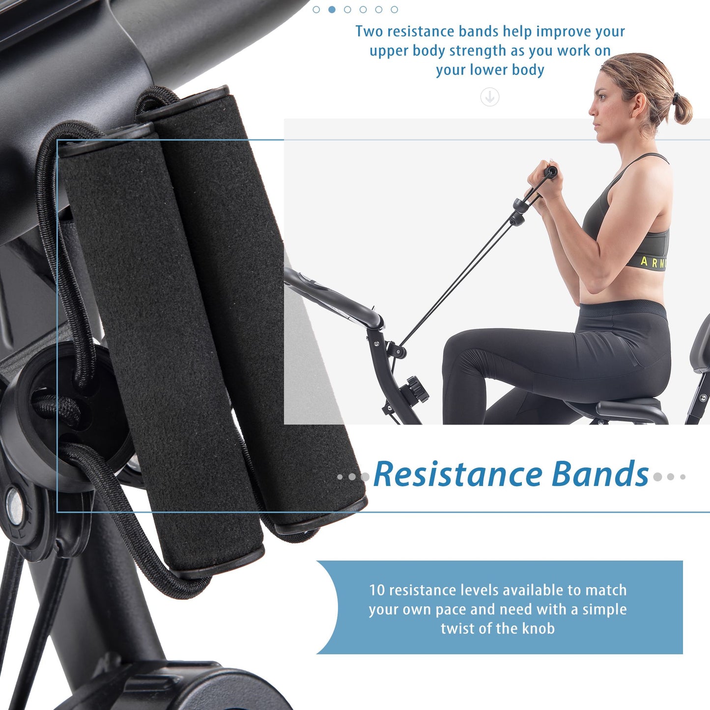 Folding Exercise Bike, Fitness Upright and Recumbent X-Bike with 16-Level Adjustable Resistance, Arm Bands and Backrest - Discount Msrp