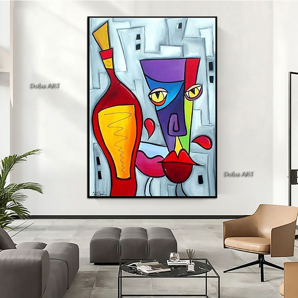 Handmade Picasso Abstract Figures Picture Blending In Face Wall Art Picture Handpainted Canvas Painting Living Room Decoration Home Living Room corridor bedroom luxurious adornment painting - Discount Msrp
