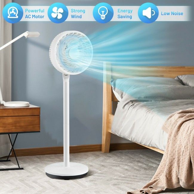 9 Inch Portable Oscillating Pedestal Floor Fan with Adjustable Heights and Speeds - Discount Msrp