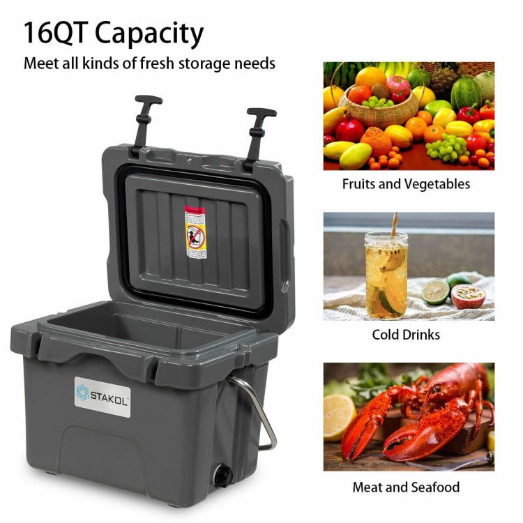 16 Quart 24-Can Capacity Portable Insulated Ice Cooler with 2 Cup Holders - Discount Msrp
