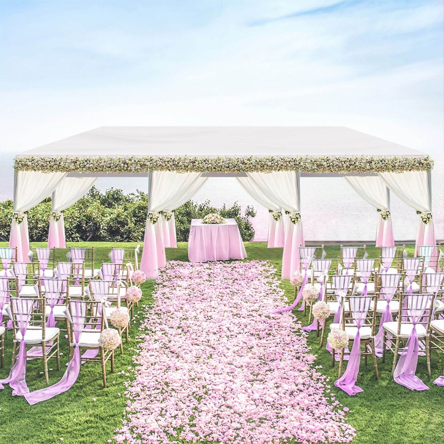 1 Set of 10'x30' Party Tent Canopy for Outdoor Weddings, Heavy-Duty Waterproof Event Shelter with Removable Sidewalls, Ideal for Parties, Booths, and Gatherings. - Discount Msrp