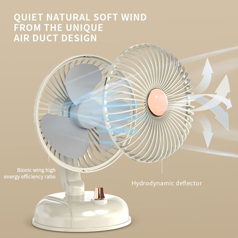 1pc Portable Fan Rechargeable 180° Rotation; 10 Speeds Strong Airflow; Ultra Quiet; Portable Mini Desktop Fan; Free Angle Adjustable; Better Cooling - Discount Msrp