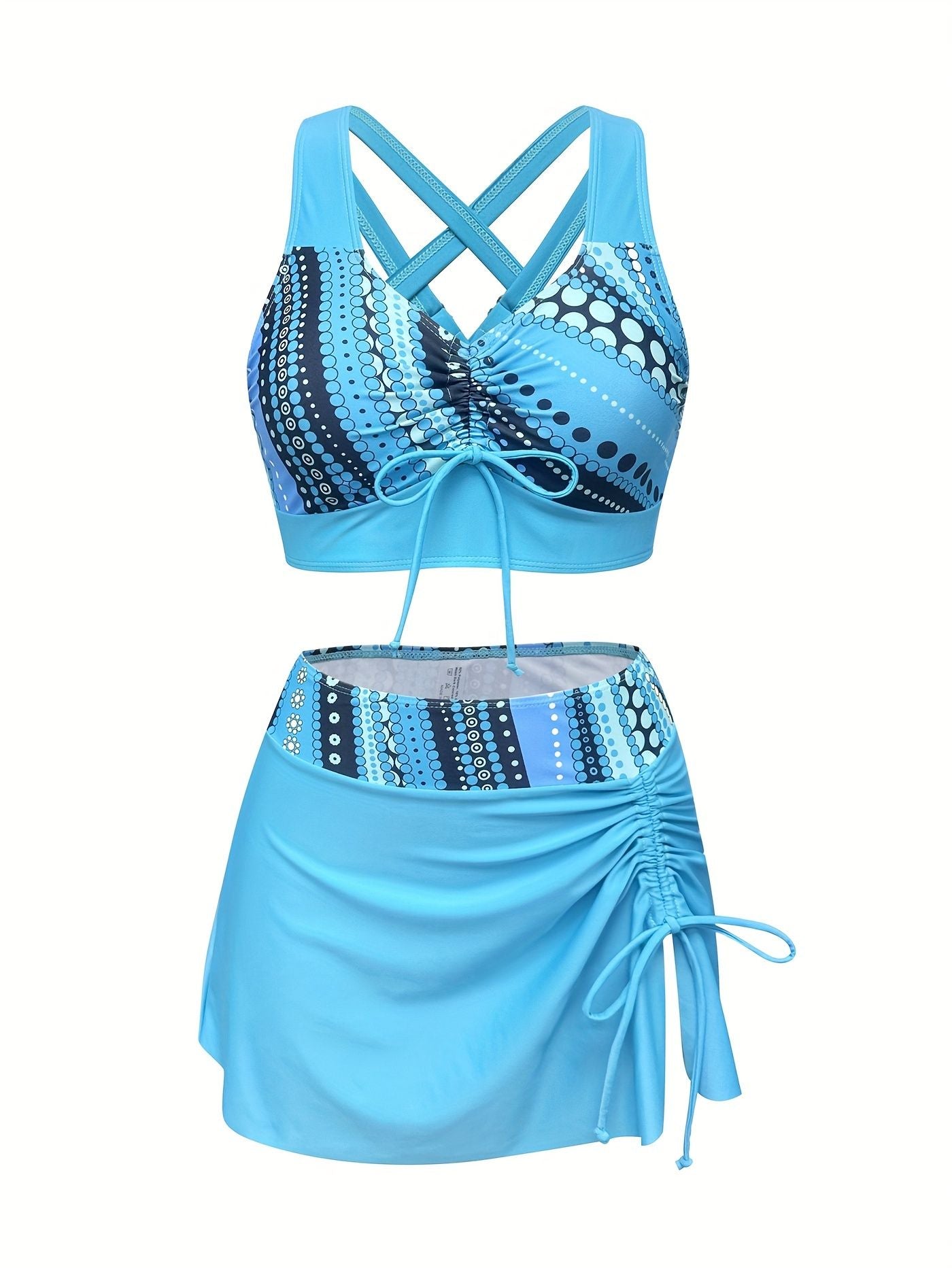 Ladies' two-piece sky blue quick drying bikini swimsuit covers flesh and appears slim - Discount Msrp