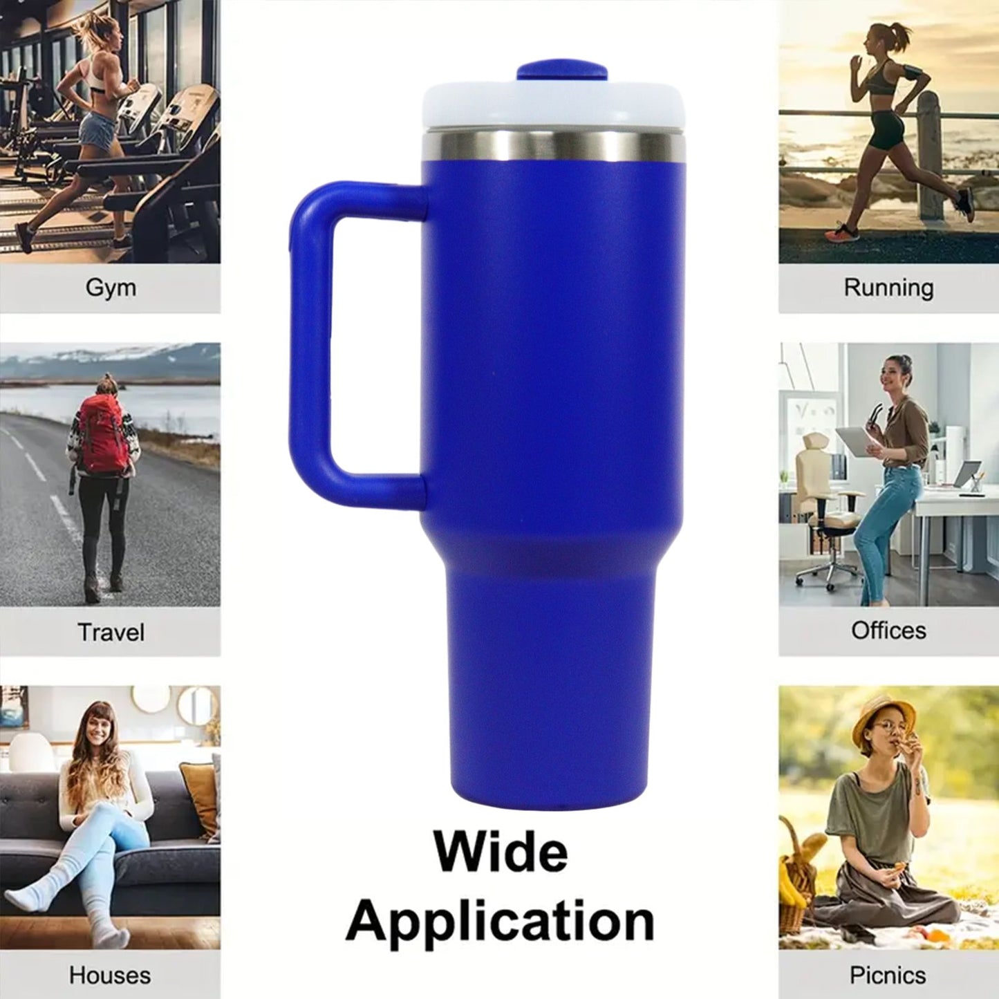 40oz V2 large capacity tumbler, With Handle And Straw Lid, Insulated Reusable Stainless Steel Water Bottles Travel Mug Coffee Cup car cup water cup For Men Women Outdoor Camping Driving, gift - Discount Msrp