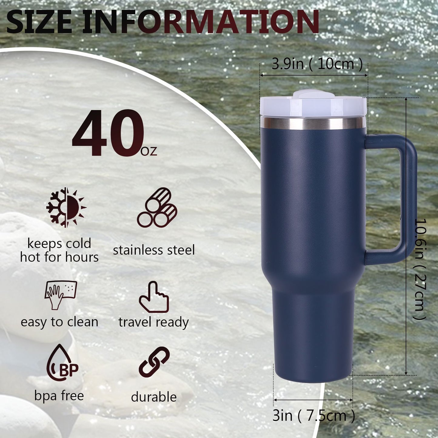 40oz V2 large capacity tumbler, With Handle And Straw Lid, Insulated Reusable Stainless Steel Water Bottles Travel Mug Coffee Cup car cup water cup For Men Women Outdoor Camping Driving, gift - Discount Msrp