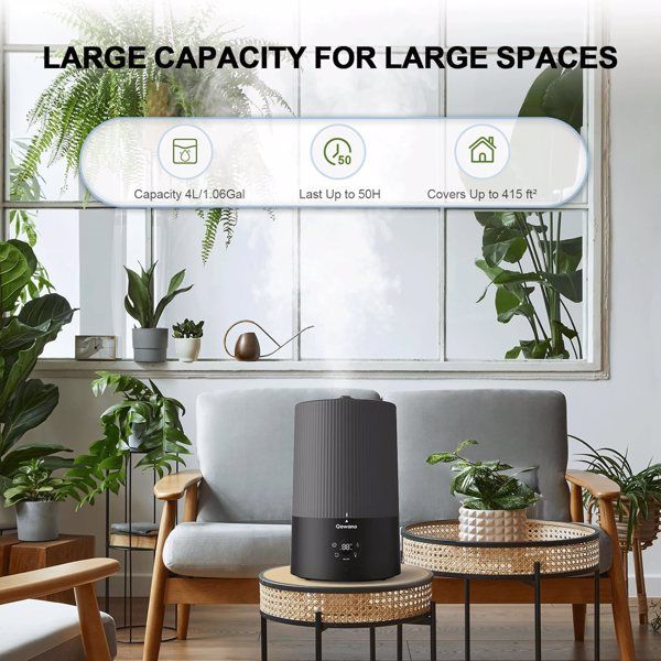 4L Top Fill Ultrasonic Cool Mist Humidifiers for Bedroom, with Oil Diffuser and Nightlight, for Baby Nursery & Plants, for Large Room, Lasts Up to 50 Hours, Auto Shut-Off - Discount Msrp