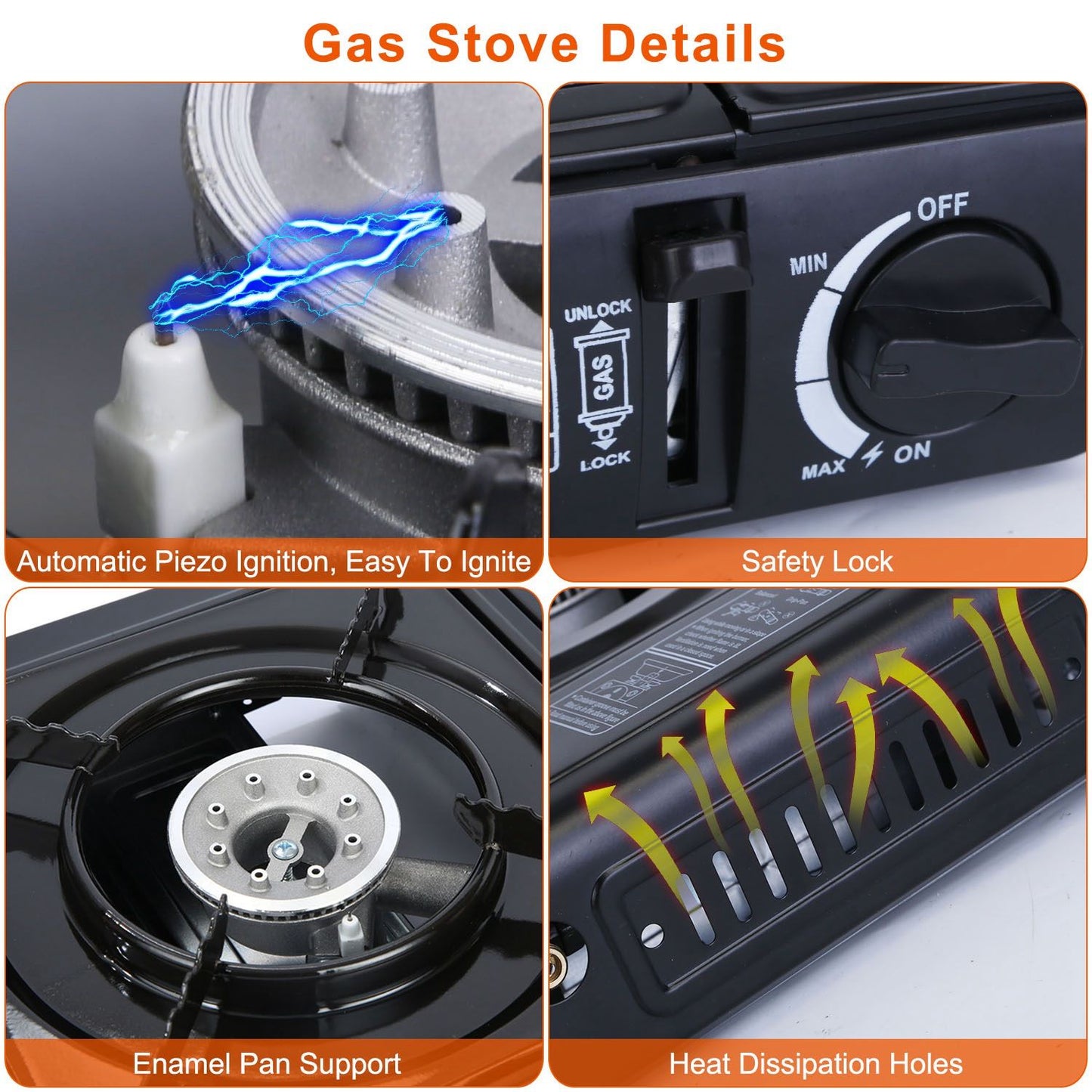 3300W Portable Camping Stove Butane Canister Dual Fuel Burner Piezo Electric Ignition Single Burner with Automatic Tank Ejection Overpressure Cut Off Carry Case for Camping Hiking Picnic Fishing - Discount Msrp