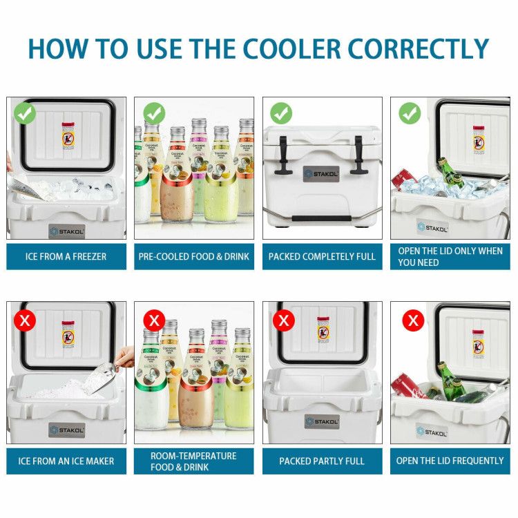 16 Quart 24-Can Capacity Portable Insulated Ice Cooler with 2 Cup Holders - Discount Msrp