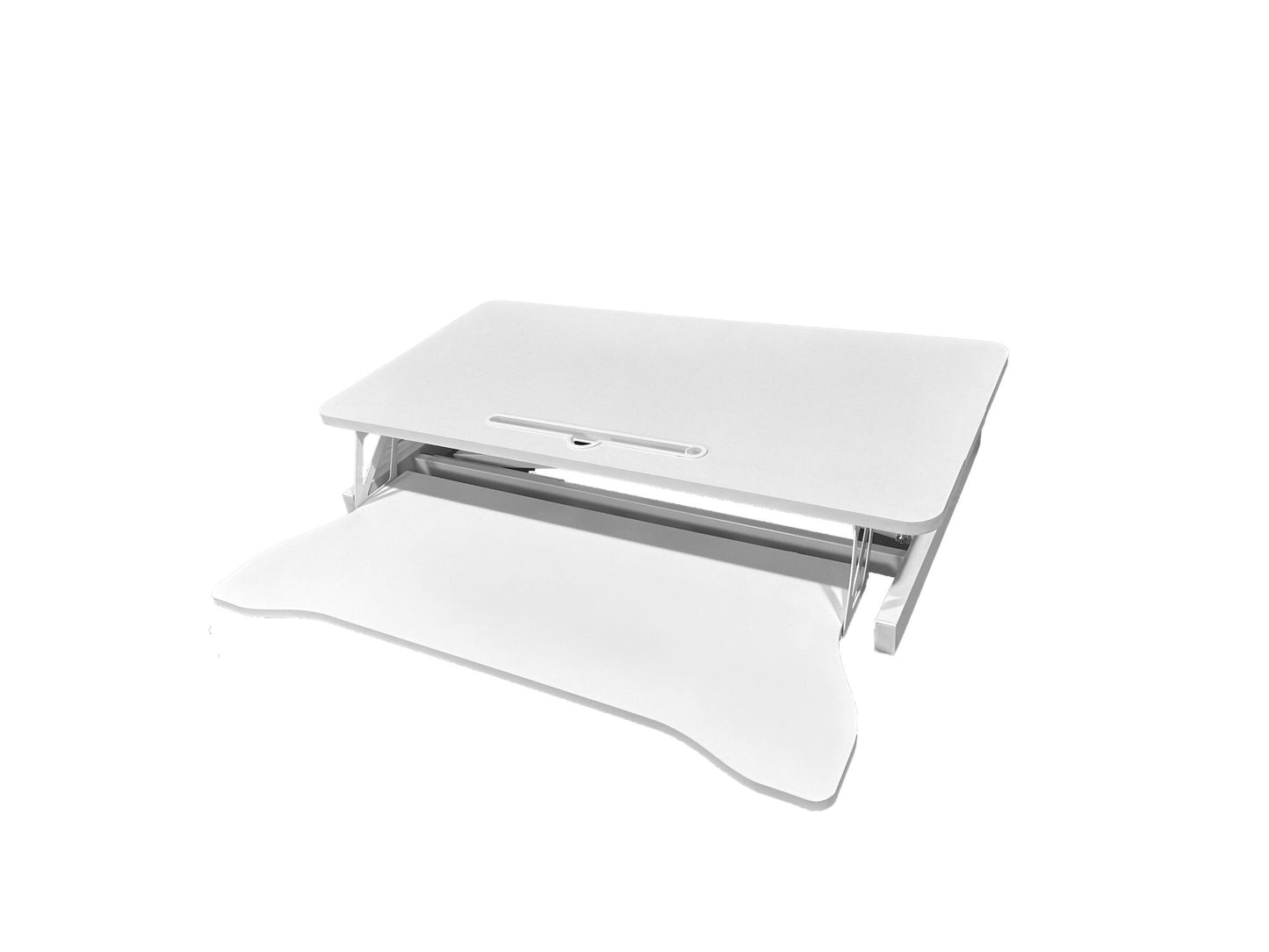 32 Inch Desk Converter, Height Adjustable Sit to Stand Riser, Dual Monitor and Laptop Workstation with Wide Keyboard Tray, White - Discount Msrp