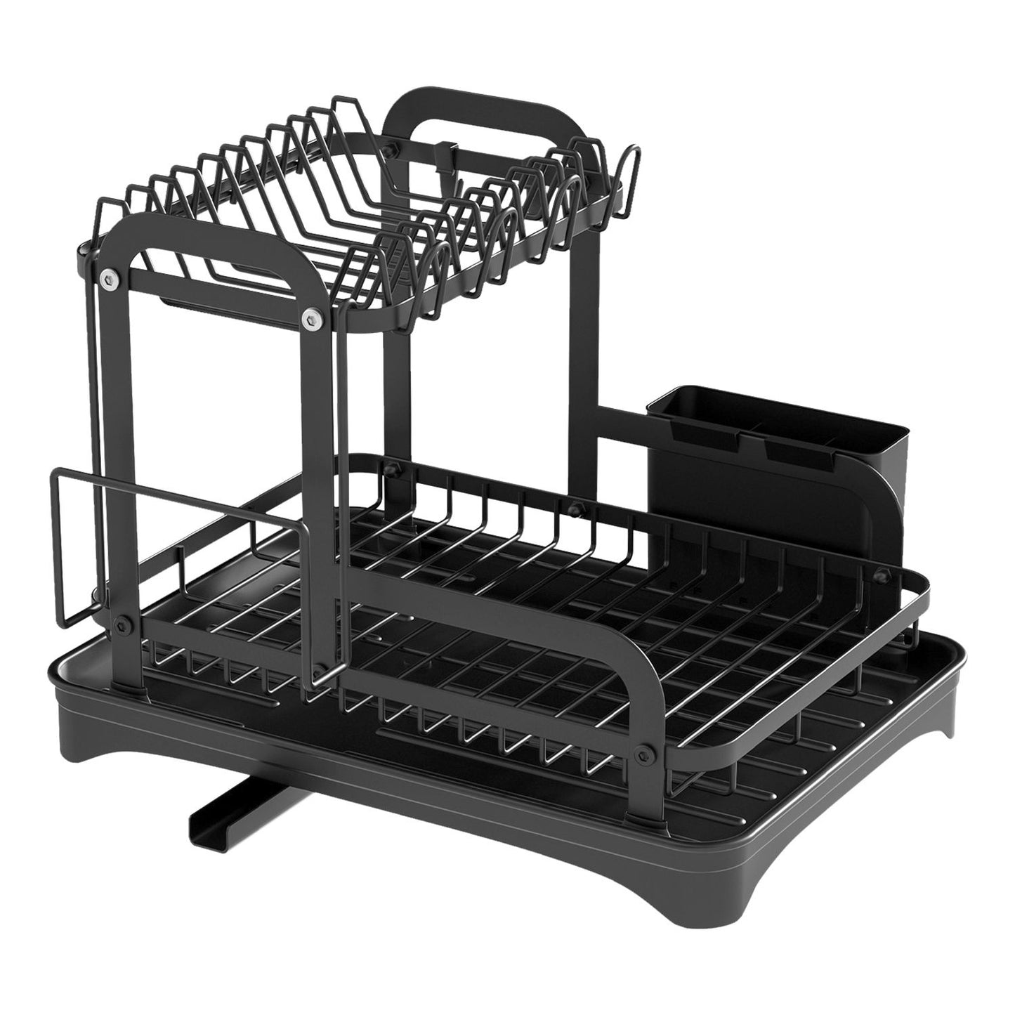 2-Tier Dish Drying Rack for Kitchen Counter Space Saving Rustproof Dish Rack with Drainboard Detachable Kitchen Drainer Organizer Set - Discount Msrp