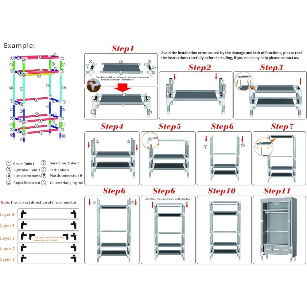 Portable Clothes Closet Rolling Door Wardrobe with Hanging Rack Non-Woven Fabric Storage Organizer with Three Drawer Boxes No-Tool Assembly - 67in*35.4in*17.7in(Gray) - Discount Msrp
