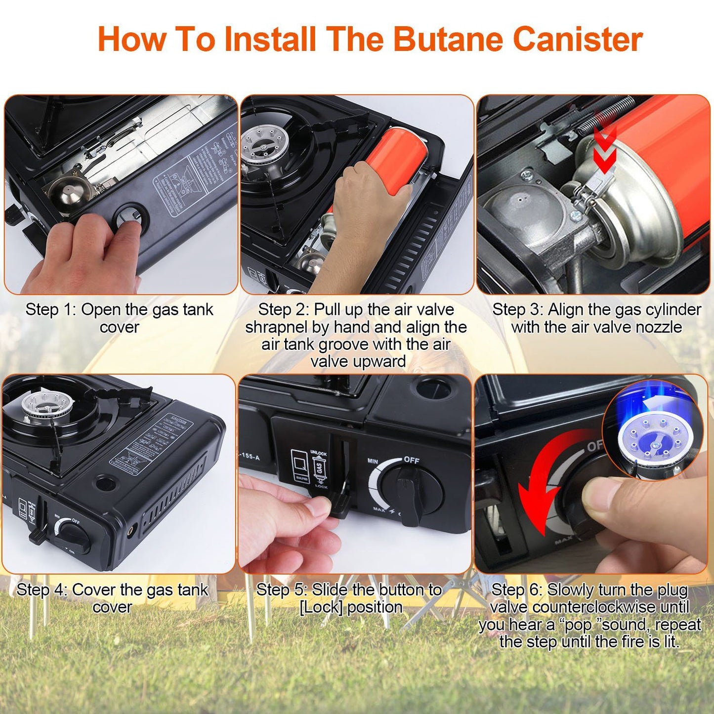 3300W Portable Camping Stove Butane Canister Dual Fuel Burner Piezo Electric Ignition Single Burner with Automatic Tank Ejection Overpressure Cut Off Carry Case for Camping Hiking Picnic Fishing - Discount Msrp